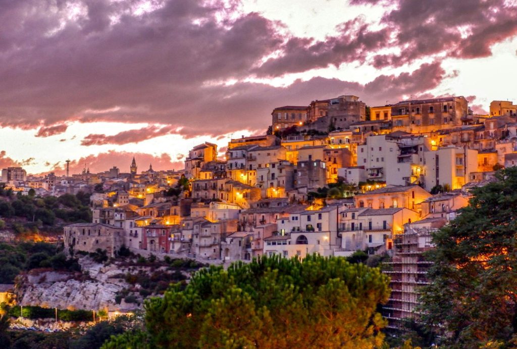 Ragusa Ibla at sunset, Sicily, Italy