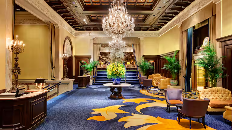 Grand lobby interior at The Drake Hotel Chicago