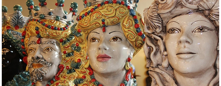 Hand-painted Sicilian ceramic Testa di Moro from Caltagirone