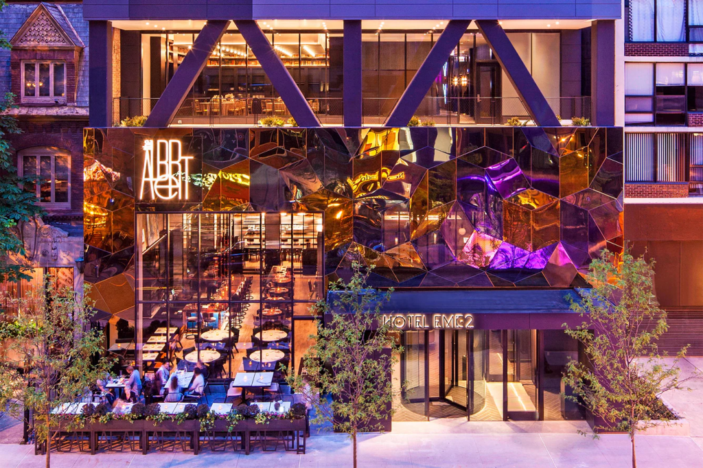 Hotel EMC2 exterior with art and science inspired design