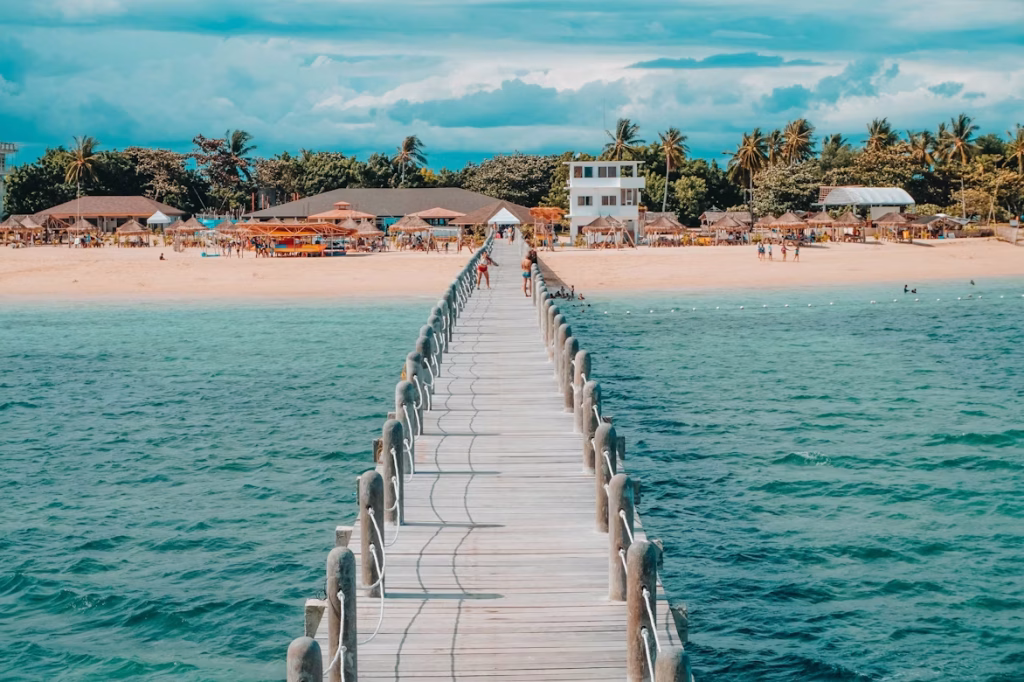 Wooden pier leading to Lakawon Island beach
